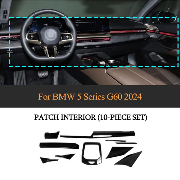 for Fits BMW 5 Series G60 2024+ Dry Carbon Fiber  Interior Trims