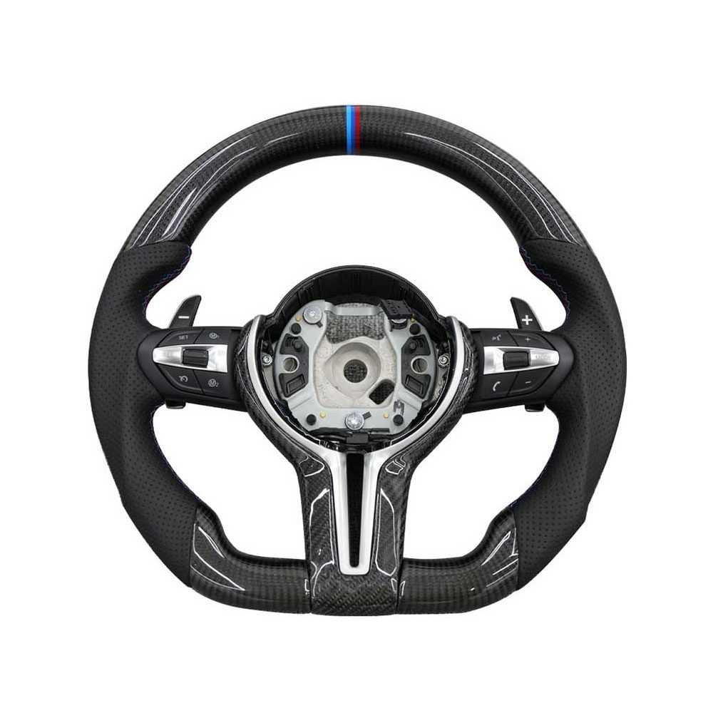 Custom F8x M2 M3 M4 Carbon Fiber Car Steering Wheel for BMW M5 M6 F10 F20 F22 F30 F32 F36 F06 F07 E70 Full Set(Airbag+Paddles+Buttons+Trim Cover+Flat Bottom)