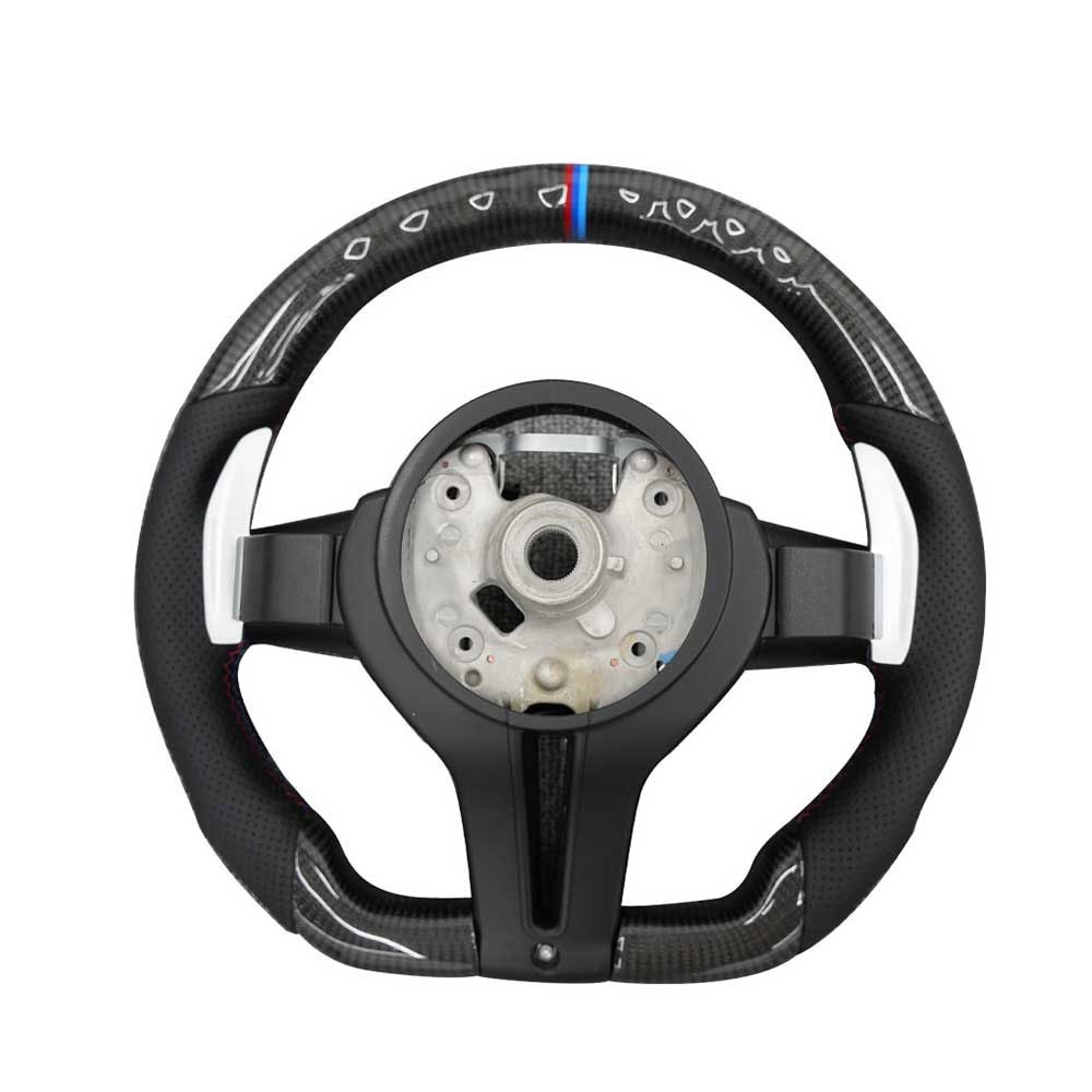 Custom F8x M2 M3 M4 Carbon Fiber Car Steering Wheel for BMW M5 M6 F10 F20 F22 F30 F32 F36 F06 F07 E70 Full Set(Airbag+Paddles+Buttons+Trim Cover+Flat Bottom)