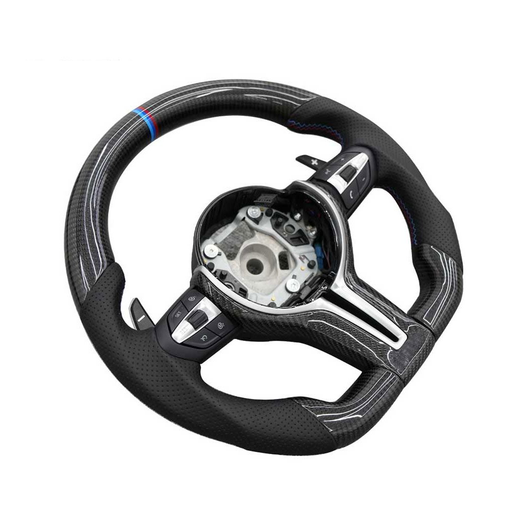 Custom F8x M2 M3 M4 Carbon Fiber Car Steering Wheel for BMW M5 M6 F10 F20 F22 F30 F32 F36 F06 F07 E70 Full Set(Airbag+Paddles+Buttons+Trim Cover+Flat Bottom)