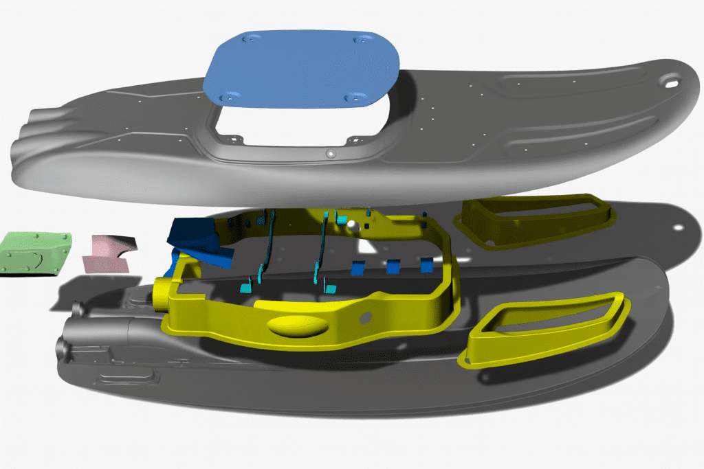 3D drawing of an electric surfboard