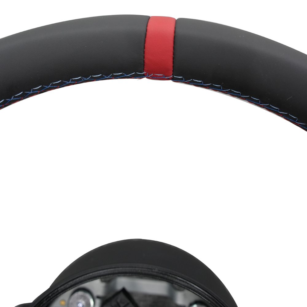 Alcantara Leather Steering Wheel for BMW M series M3 M4 F series F30 F10 F15 F16 Upgraded with Carbon Fiber Steering Wheel Trim Cover Blue/Red (Airbag+Paddles+Buttons+Trim Cover+Flat Bottom)