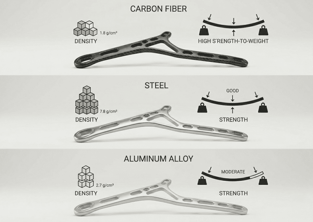 Carbon Fiber Density vs. Strength Comparison Diagram