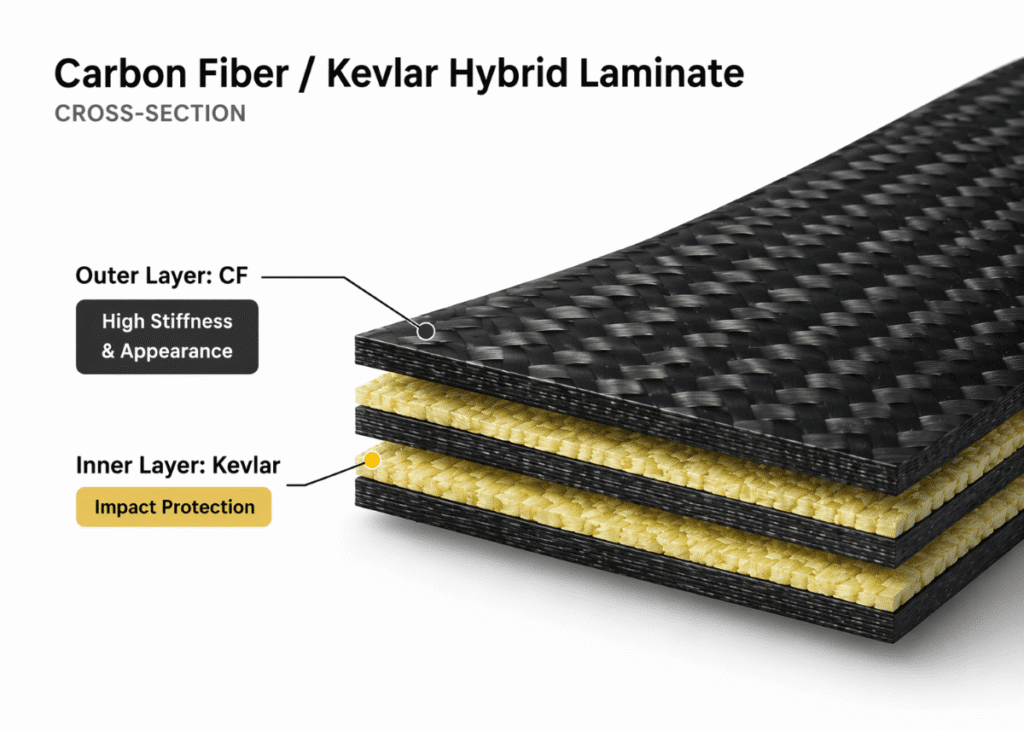 Combine Kevlar and Carbon Fiber