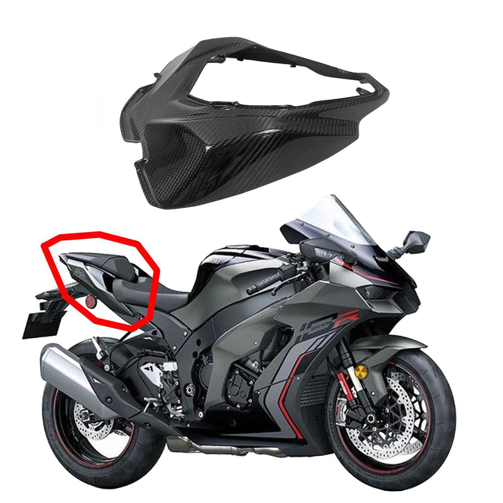 3k carbon fiber rear seat cowl cover for kawasaki 5