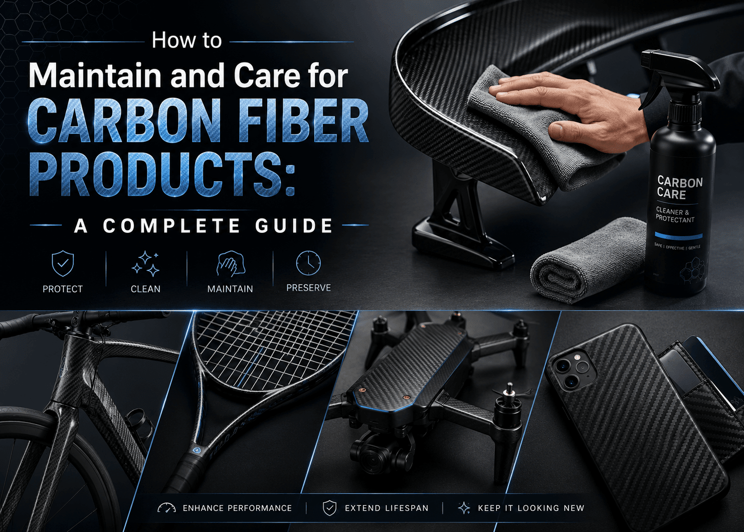 Carbon fiber care and maintenance guide banner
