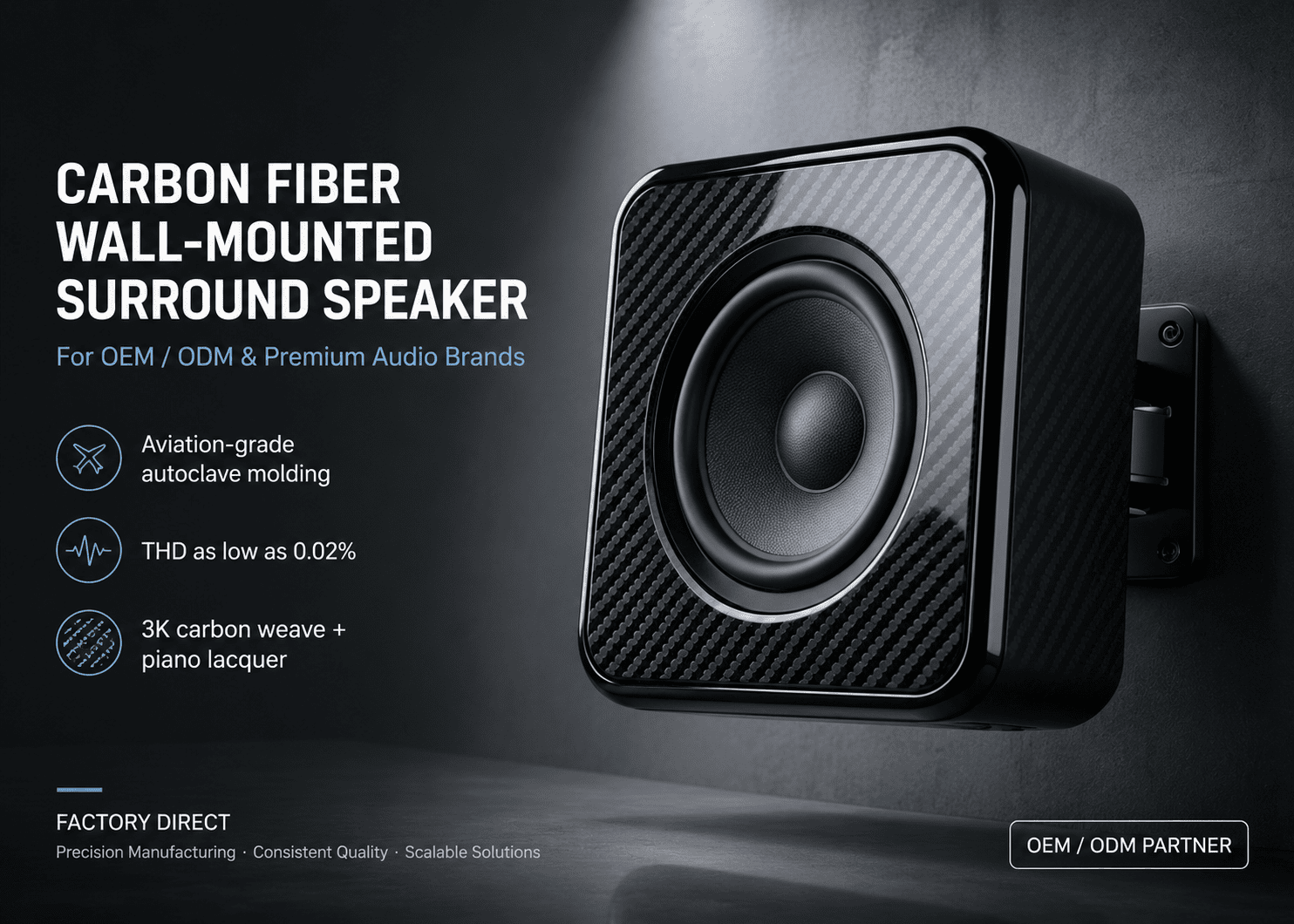 carbon fiber wall-mounted surround speaker 1