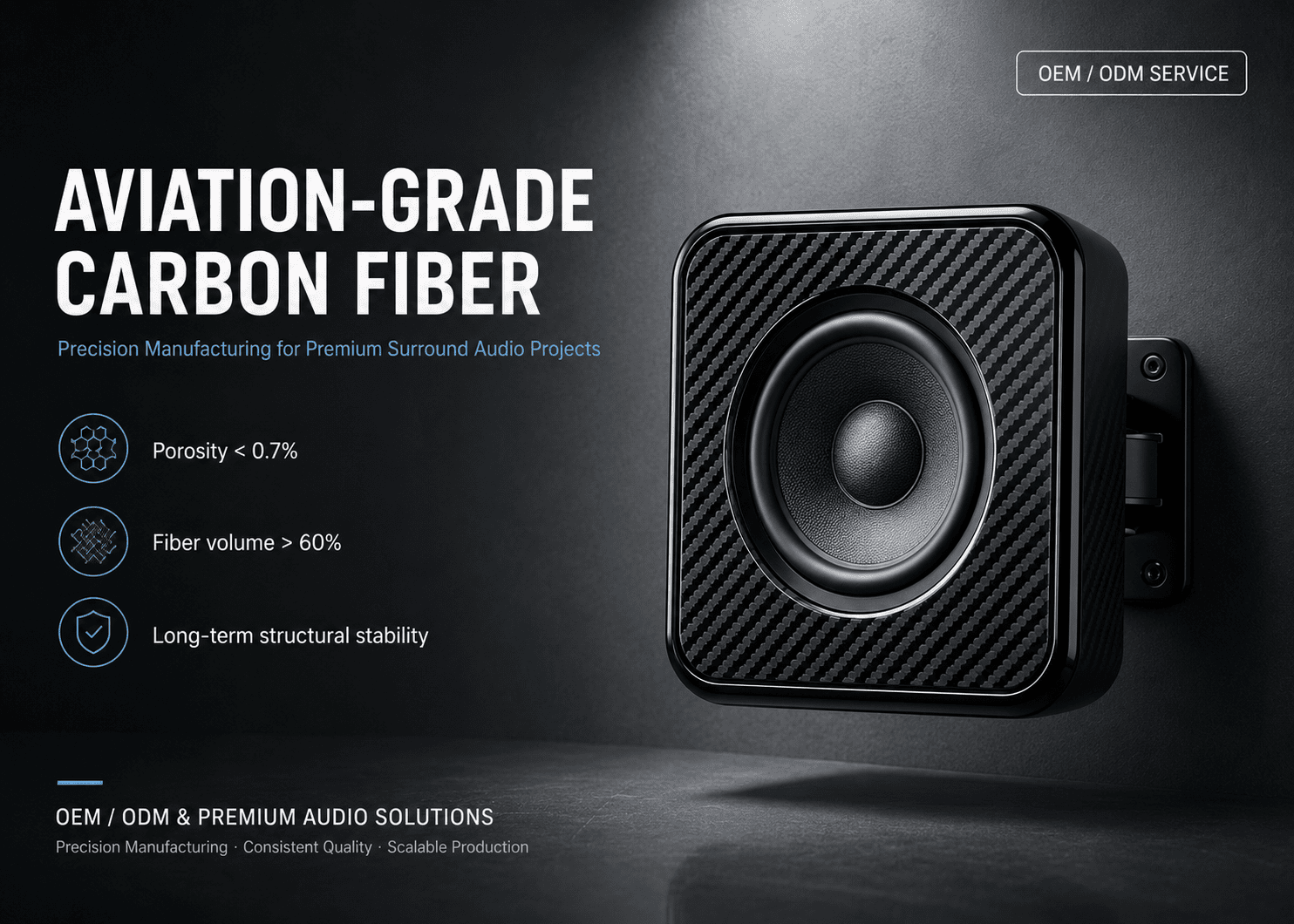 carbon fiber wall-mounted surround speaker 2