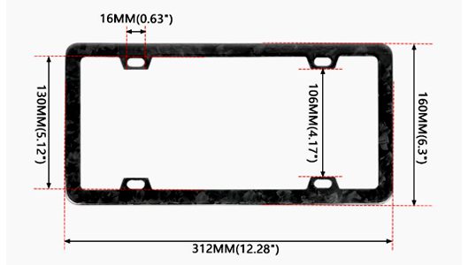 Carbon fiber license plate frame dimensions