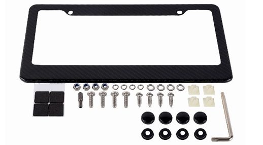 Carbon fiber license plate frame detail display