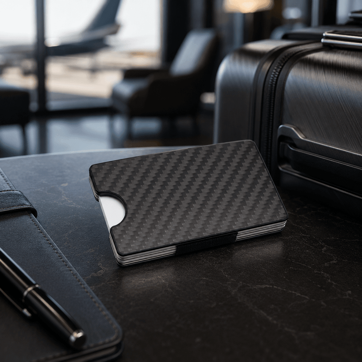 carbon fiber business card holder ultra slim travel