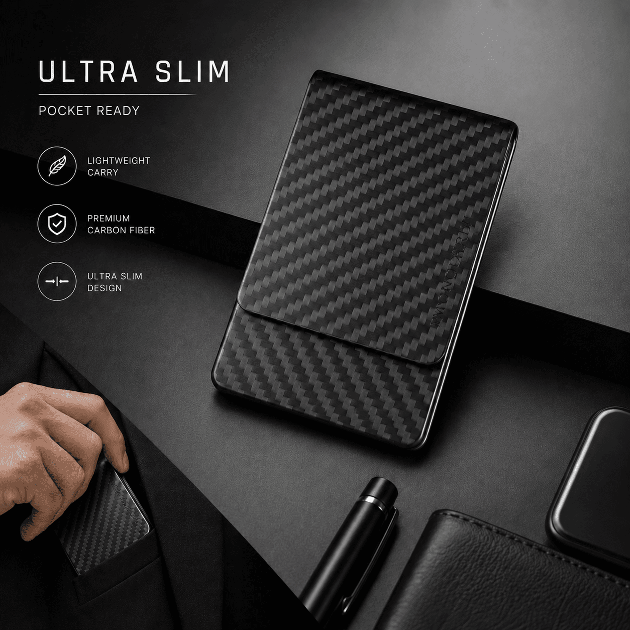 carbon fiber business card holder ultra slim
