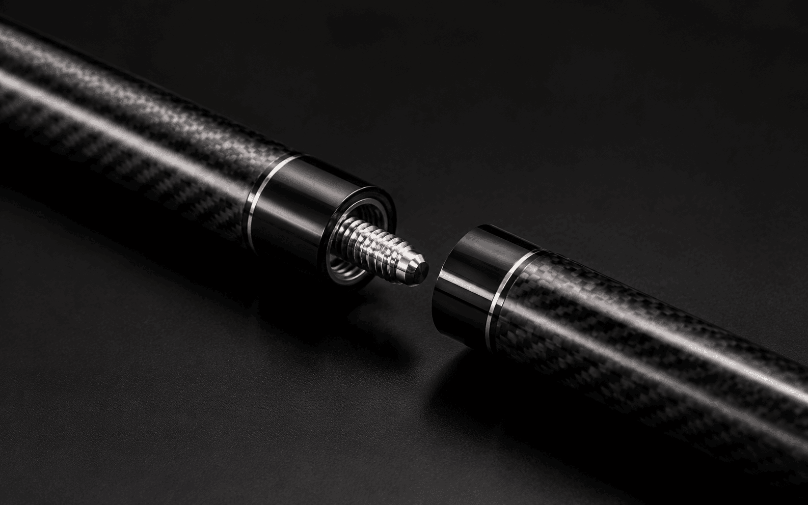 Engineered carbon fiber pool cue shaft and joint structure